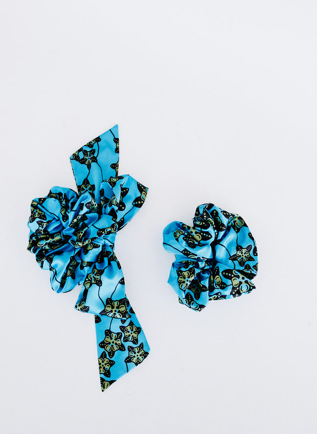 Dayo Satin Print Ankara Scrunchie With Hair Tie Set