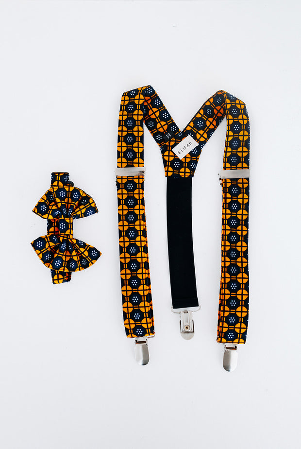 Seye Ankara Print Bow Tie and Suspender Set