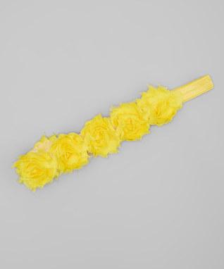 Yellow Shabby Rose Flower Headband