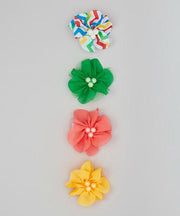 Triple Pearl Flower Clip Set of 4