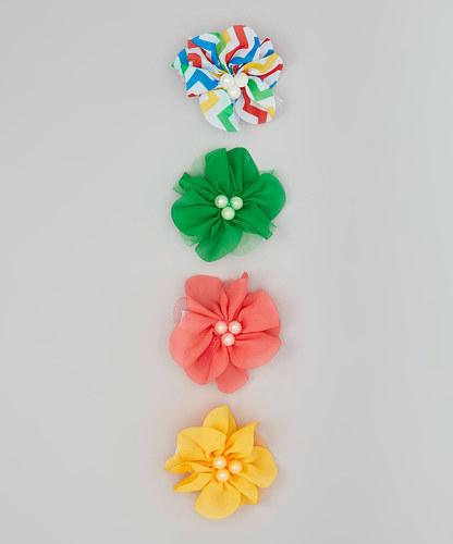 Triple Pearl Flower Clip Set of 4