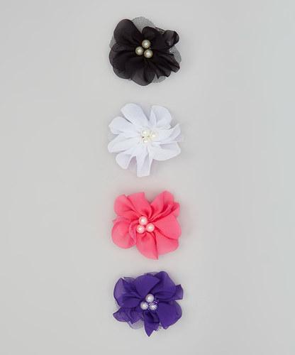 Triple Pearl Flower Clip Set of 4
