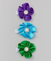 Rhinestone Flower Clip set of 3