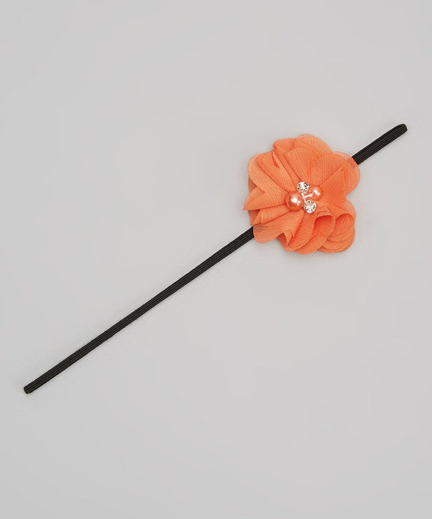 Orange Chiffon Rhinestone Flower Headband