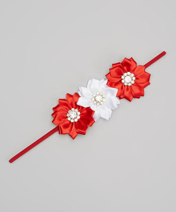 Red and White Flower Headband