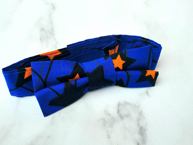 Ankara Print Bow Tie - Blue Star