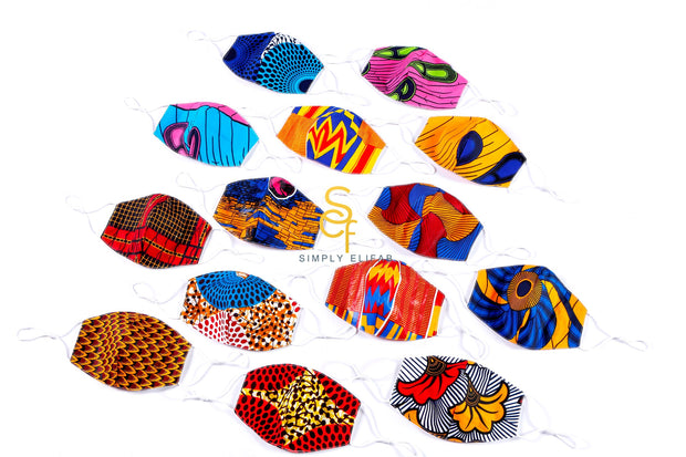 Kids Ankara Print Cotton Face Mask with Filter Pocket and Filter