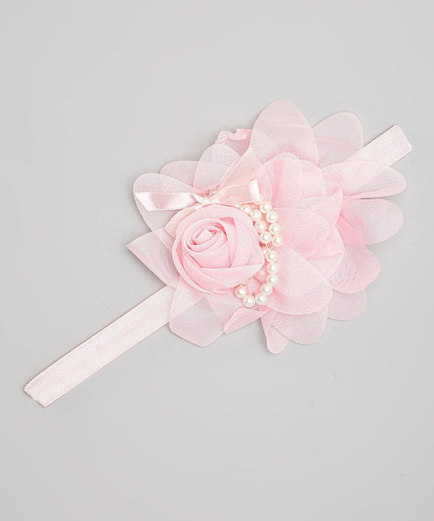 Chiffon Rose Petal Pearl Flower Headband