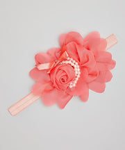 Chiffon Rose Petal Pearl Flower Headband