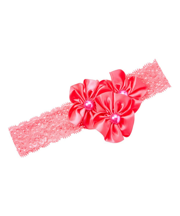 Hot Pink Satin Cluste Flower Headband