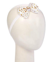 Gold Printed Ribbon Bow Headband